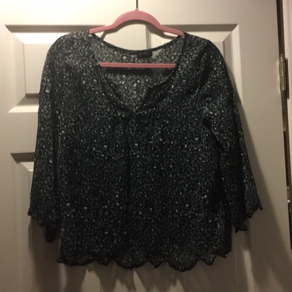 Jessica Simpson Snow Leopard Sheer Top
